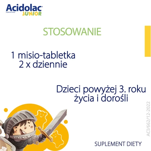 Acidolac Junior, biała czekolada, 20 misio-tabletek - Suplement diety z bakteriami probiotycznymi. Dla dzieci powyżej 3. roku życia - 4