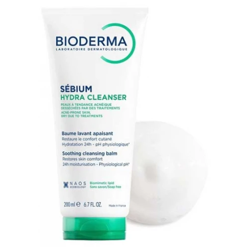 Bioderma Sebium Hydra Cleanser, łagodzący balsam do mycia, 200 ml - Codzienny preparat oczyszczający do skóry ze skłonnością do trądziku - 1