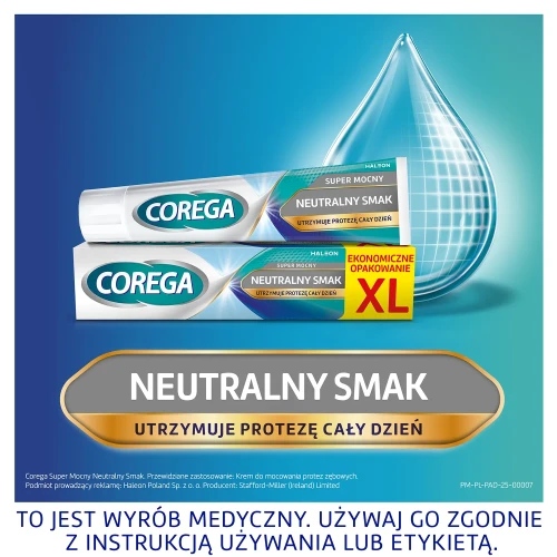 Corega Super Mocny XL, krem mocujący do protez zębowych, neutralny 70 g - Stabilizuje, zabezpieczenia utrzymanie funkcji protez zębowych - 2