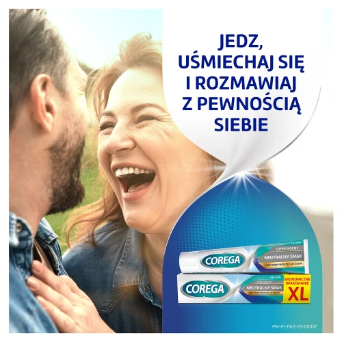 Corega Super Mocny XL, krem mocujący do protez zębowych, neutralny 70 g - Stabilizuje, zabezpieczenia utrzymanie funkcji protez zębowych - 3