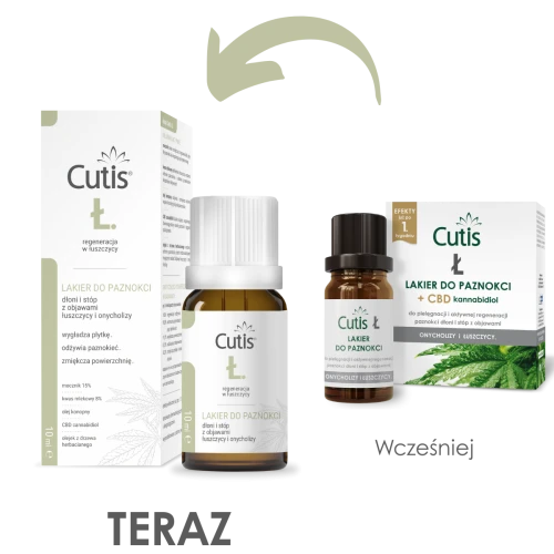 Cutis Ł lakier do paznokci + CBD Kannabidol, 10 ml - Do pielęgnacji paznokci dłoni i stóp z objawami onycholizy i łuszczycy - 1