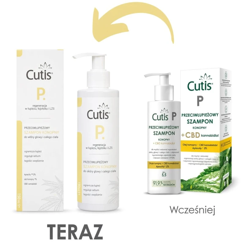 Cutis P przeciwłupieżowy szampon konopny + CBD kannabidiol, 150 ml - Do skóry głowy i całego ciała  - 2
