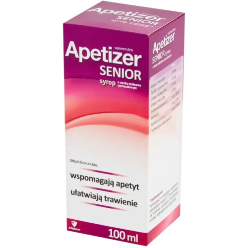 Apetizer Senior,  syrop malinowo-porzeczkowy, 100 ml - Z wyciągiem z mięty pieprzowej oraz ekstraktem z owoców anyżu - 1