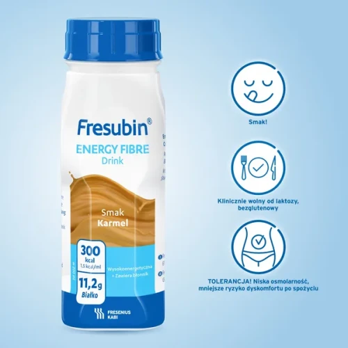 Fresubin Energy Fibre Drink o smaku karmelowym, 4 x 200 ml - Do postępowania dietetycznego w stanie niedożywienia lub zagrożenia niedożywieniem - 1