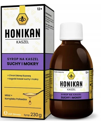 Honikan Kaszel syrop, 230 g - Z miodem akacjowym i prawoślazem, chroni błonę śluzową i łagodzi kaszel - 1