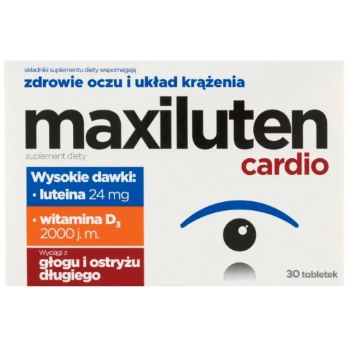 Maxiluten Cardio, 30 tabletek - Zawiera składniki wspomagające wzrok i funkcjonowanie serca oraz układu krążenia - 1
