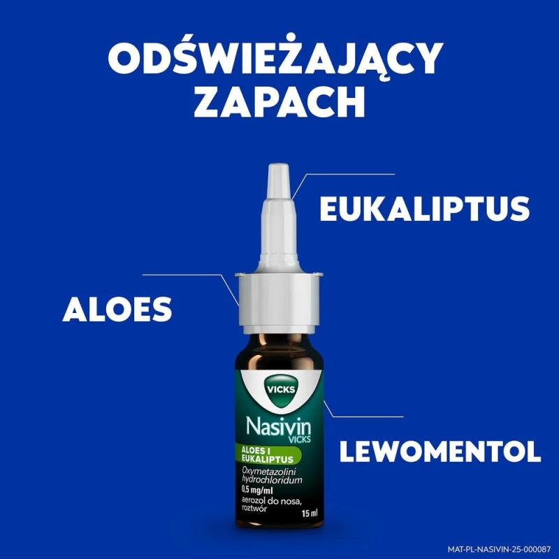 Nasivin Sinex Aloes i Eukaliptus, 0,5 mg/ml, aerozol do nosa, 15 ml - Łagodzi katar w przebiegu przeziębienia i problemów z zatokami - 4