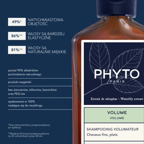 Phyto Volume, szampon zwiększający objętość, 250 ml  - Oczyszcza, dodaje objętości włosom i nadaje im zdrowy blask - 2