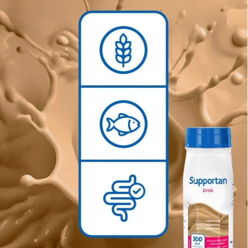 Supportan Drink o smaku cappuccino, 4 x 200 ml - Kompletna dieta wysokoenergetyczna, wysokobiałkowa, bogata w tłuszcz oraz EPA i DHA - 3