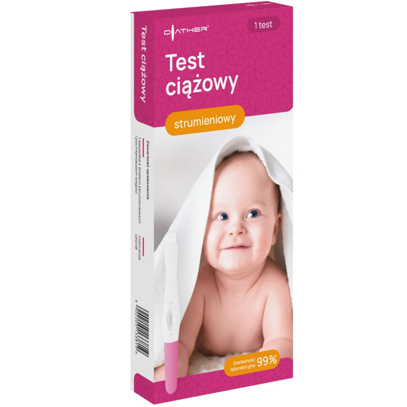 Diather Test ciążowy hCG strumieniowy, 1 sztuka - Do wczesnego diagnozowania ciąży w warunkach domowych - 1