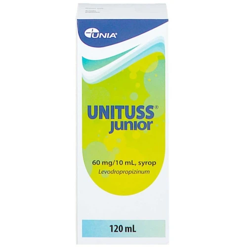 Unituss Junior syrop, 120 ml - O działaniu przeciwkaszlowym i znoszącym skurcz oskrzeli - 1