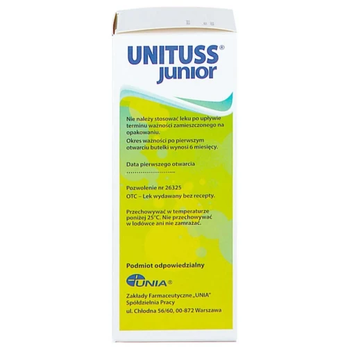 Unituss Junior syrop, 120 ml - O działaniu przeciwkaszlowym i znoszącym skurcz oskrzeli - 3