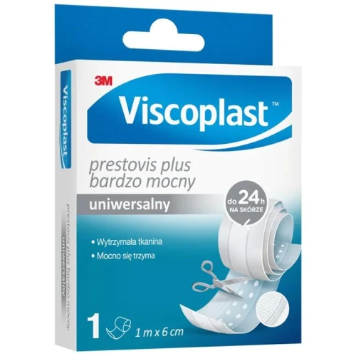 Viscoplast  Prestovis Plus Pierwsza Pomoc, bardzo mocny, 1 m x 6 cm - Trwały plaster z możliwością przycięcia do pożądanego rozmiaru - 2