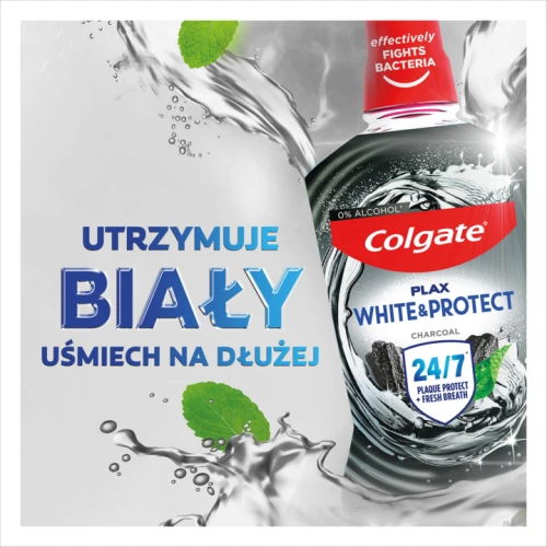Colgate Plax White & Protect Charcoal płyn do płukania  jamy ustnej,  500 ml - Zapewnia 24-godzinną ochronę przed płytką nazębną - 4