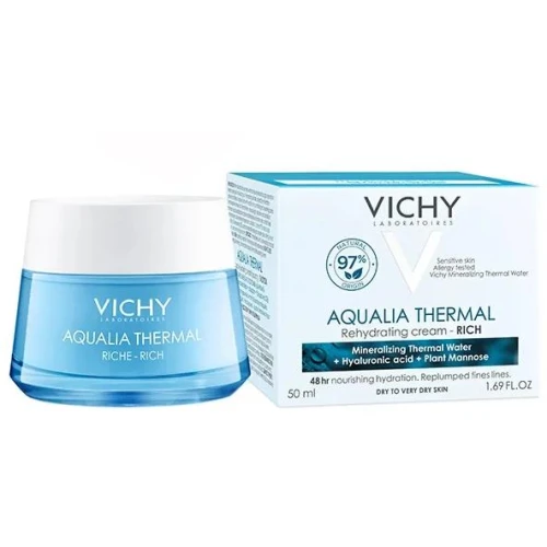 Vichy Aqualia Thermal Riche, skóra sucha, krem do twarzy,  50 ml - Dogłębnie nawadnia skórę, redukuje oznaki odwodnienia i zapewnia komfort skórze - 2