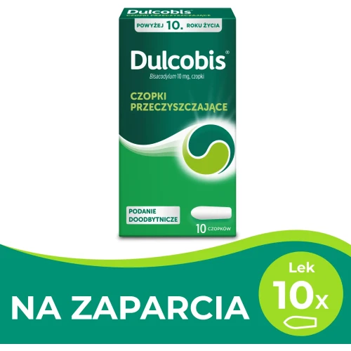 Dulcobis, 10 mg, 10 czopków  - Czopki z bisakodylem o działaniu przeczyszczającym - 1
