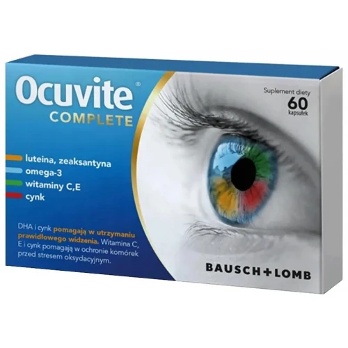 Ocuvite Complete, 60 kapsułek - Z kwasami omega 3 i luteiną oraz witaminami C i E - 1