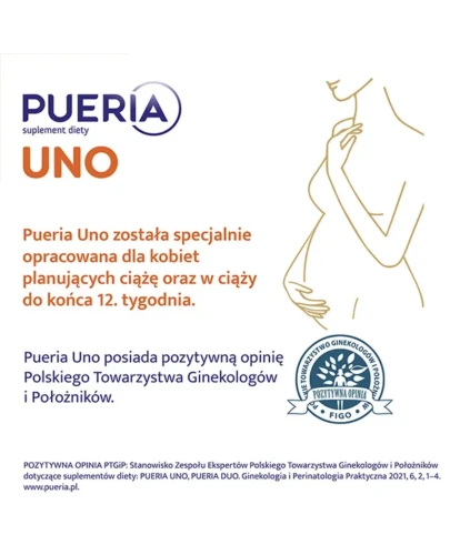 Pueria Uno, 60 kapsułek - Dla kobiet planujących ciążę i kobiet do 12. miesiąca ciaży - 1
