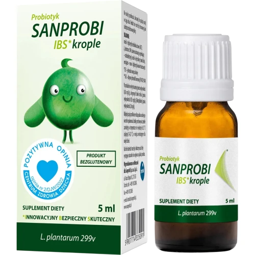 Sanprobi IBS, krople 5 ml  - Probiotyk ze szczepem Lactobacillus plantarum 299v dla dzieci powyżej 1. roku życia - 1