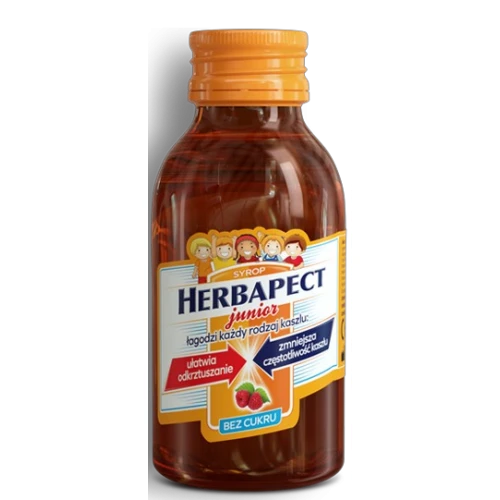 Herbapect Junior bez cukru syrop, 110g  - Syrop bez cukru o smaku malinowym z naturalnymi wyciągami na każdy rodzaj kaszlu - 2
