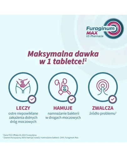 Furaginum Max US Pharmacia 100 mg, 30 tabletek  - Na zakażenia dolnych dróg moczowych - 2