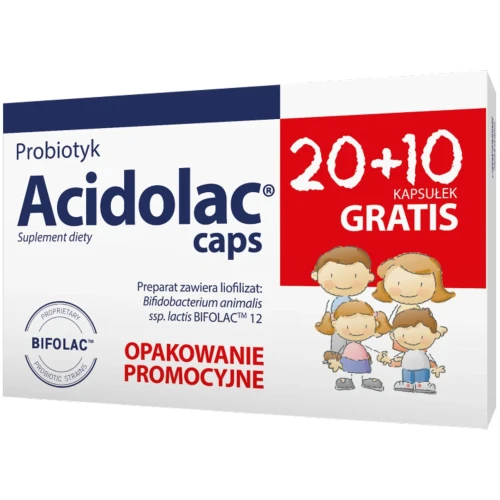 Acidolac Caps,  30 kapsułek - Suplement diety z liofilizowanymi kulturami bakterii kwasu mlekowego dla dzieci powyżej 6. roku życia i dorosłych - 1