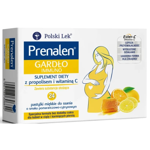 Prenalen Gardło Immuno, 24 pastylki do ssania - Z ekstraktem z propolisu oraz witaminą C - 1