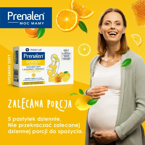 Prenalen Gardło Immuno, 24 pastylki do ssania - Z ekstraktem z propolisu oraz witaminą C - 3