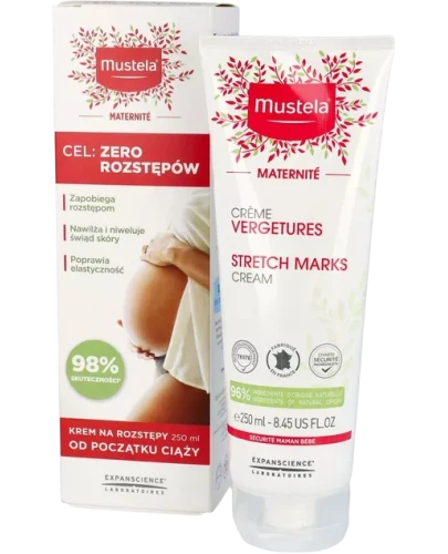 Mustela Maternite krem na rozstępy, 250 ml - Zapobiega i ogranicza pojawianie się rozstępów - 1