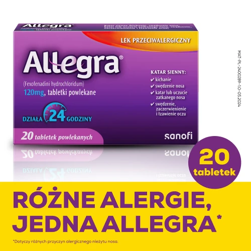 Allegra 120 mg, 20 tabletek powlekanych - Fexofenadini hydrochloridum 120 mg, tabletki powlekane - 1