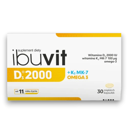 Ibuvit D3 2000 + K2 MK-7 Omega 3, 30 kapsułek miękkich - Suplement diety z witaminami D3 i K2 MK-7 oraz kwasami Omega-3 - 1