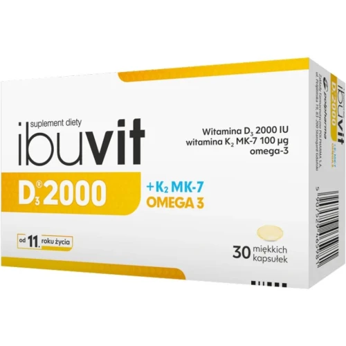 Ibuvit D3 2000 + K2 MK-7 Omega 3, 30 kapsułek miękkich - Suplement diety z witaminami D3 i K2 MK-7 oraz kwasami Omega-3 - 2