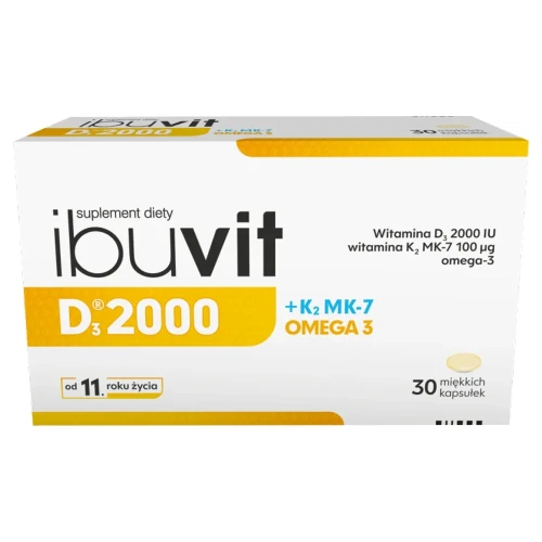 Ibuvit D3 2000 + K2 MK-7 Omega 3, 30 kapsułek miękkich - Suplement diety z witaminami D3 i K2 MK-7 oraz kwasami Omega-3 - 3
