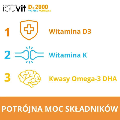 Ibuvit D3 2000 + K2 MK-7 Omega 3, 30 kapsułek miękkich - Suplement diety z witaminami D3 i K2 MK-7 oraz kwasami Omega-3 - 4
