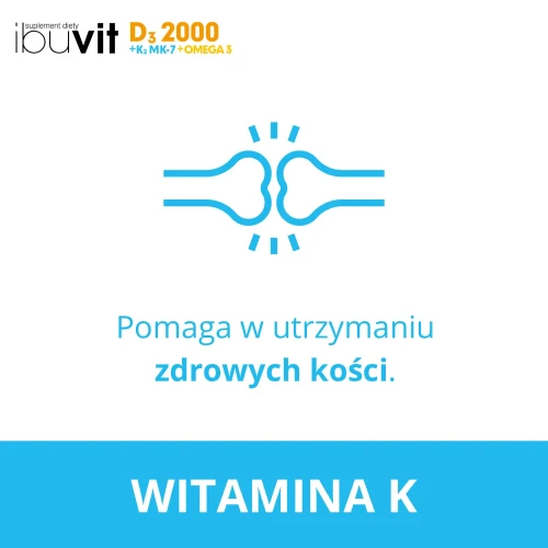Ibuvit D3 2000 + K2 MK-7 Omega 3, 30 kapsułek miękkich - Suplement diety z witaminami D3 i K2 MK-7 oraz kwasami Omega-3 - 6