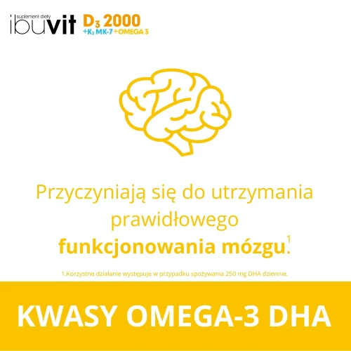 Ibuvit D3 2000 + K2 MK-7 Omega 3, 30 kapsułek miękkich - Suplement diety z witaminami D3 i K2 MK-7 oraz kwasami Omega-3 - 7