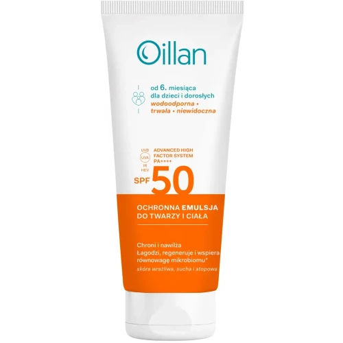 Oillan Ochronna emulsja przeciwsłoneczna do twarzy i ciała z filtrem SPF 50 do skóry wrażliwej, 100 ml - Od 6. miesiąca życia - 3