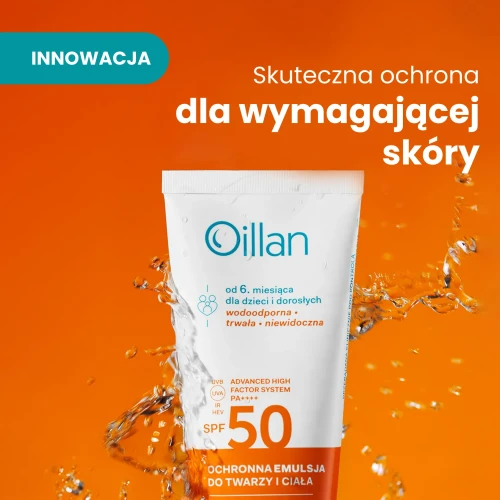 Oillan Ochronna emulsja przeciwsłoneczna do twarzy i ciała z filtrem SPF 50 do skóry wrażliwej, 100 ml - Od 6. miesiąca życia - 5
