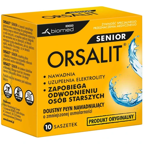 Orsalit Senior, 10 saszetek - Uzupełnia elektrolity, wskazany do postępowania dietetycznego w stanach odwodnienia organizmu - 1