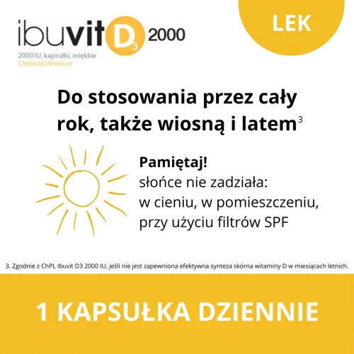 Ibuvit D3 2000 IU, 150 kapsułek - Z witaminą D3, która wspiera zdrowie zębów, kości i odporność - 3