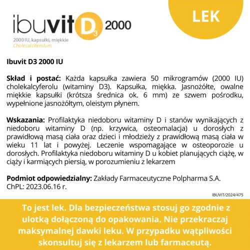 Ibuvit D3 2000 IU, 150 kapsułek - Z witaminą D3, która wspiera zdrowie zębów, kości i odporność - 4