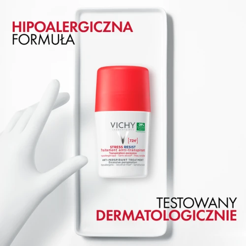 Vichy Stress Resist antyperspirant 72h, roll-on 50 ml - Intensywna kuracja przed nadmiernym poceniem i nieprzyjemnym zapachem - 1