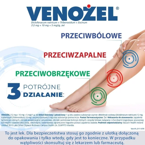 Venożel, żel 100 g - Przeciwbólowy, przeciwzapalny, przeciwobrzękowy - 1