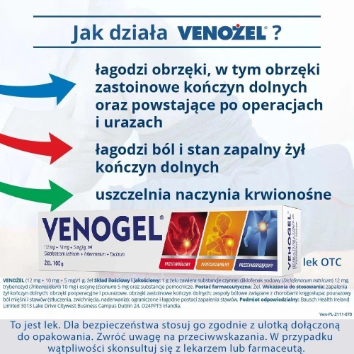 Venożel, żel 100 g - Przeciwbólowy, przeciwzapalny, przeciwobrzękowy - 2