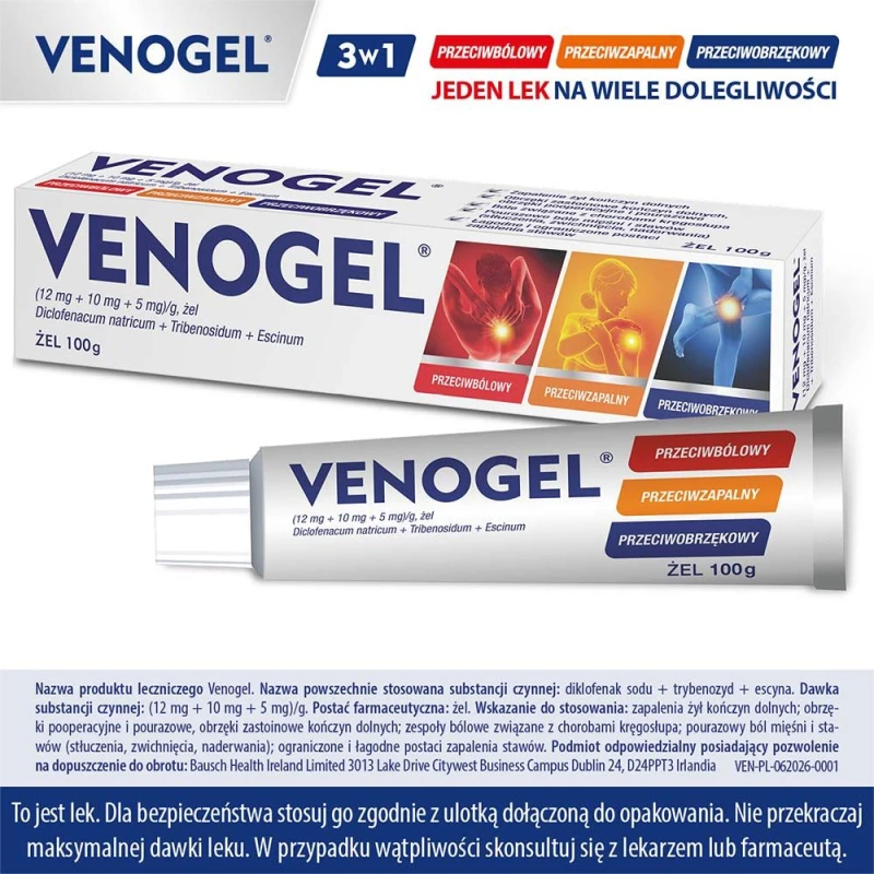 Venogel żel, 100 g - Przeciwbólowy, przeciwzapalny, przeciwobrzękowy - 1