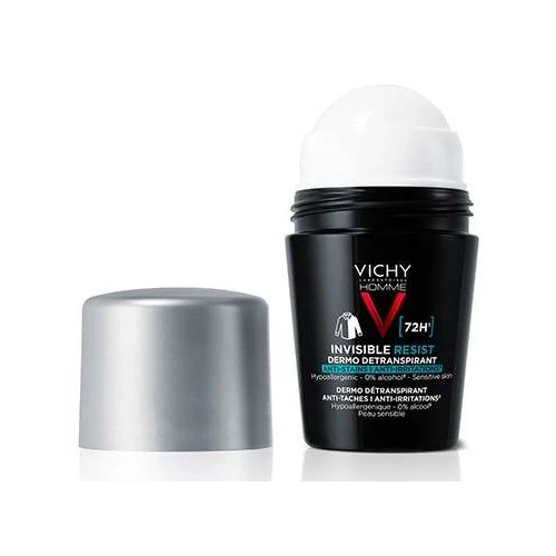 Vichy Homme Invisible Resist antyperspirant 72h dla mężczyzn, przeciw śladom na ubraniach, roll-on 50 ml - Dezodorant dla aktywnych mężczyzn - 1