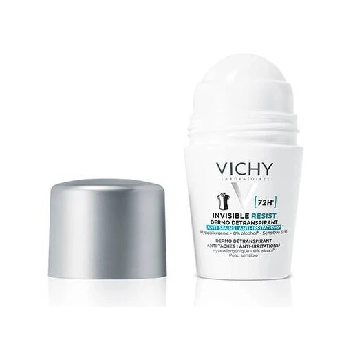 Vichy Invisible Resist antyperspirant 72h, przeciw śladom na ubraniach, roll-on  50 ml - Dermo dezororant, dyskretna ochrona - 1