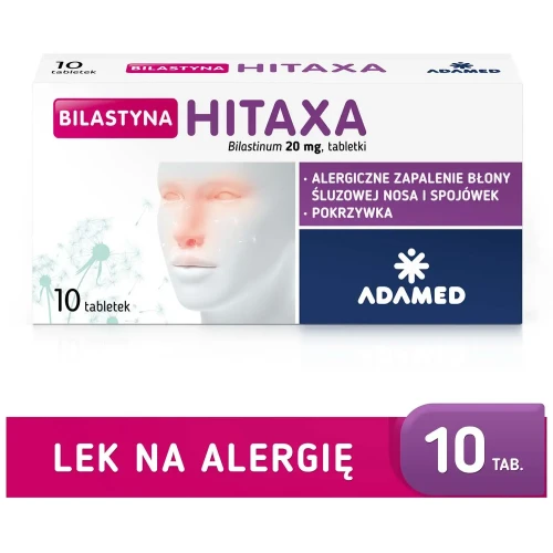 Bilastyna Hitaxa 20mg, 10 tabletek - Łagodzą objawy kataru siennego  - 1
