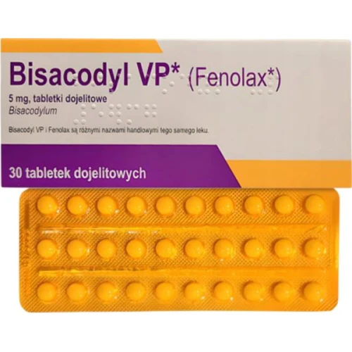 Bisacodyl VP 5mg, Medezin (import równoległy) 30 tabletek dojelitowych  - Zaparcia nawykowe i przewlekłe - 1