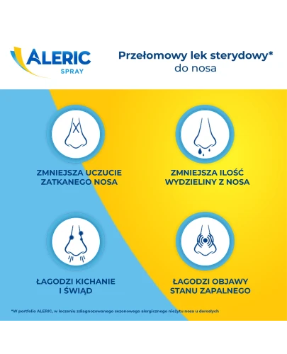 Aleric spray aerozol do nosa, zawiesina, 140 dawek - Na objawy sezonowego alergicznego zapalenia błony śluzowej nosa - 1